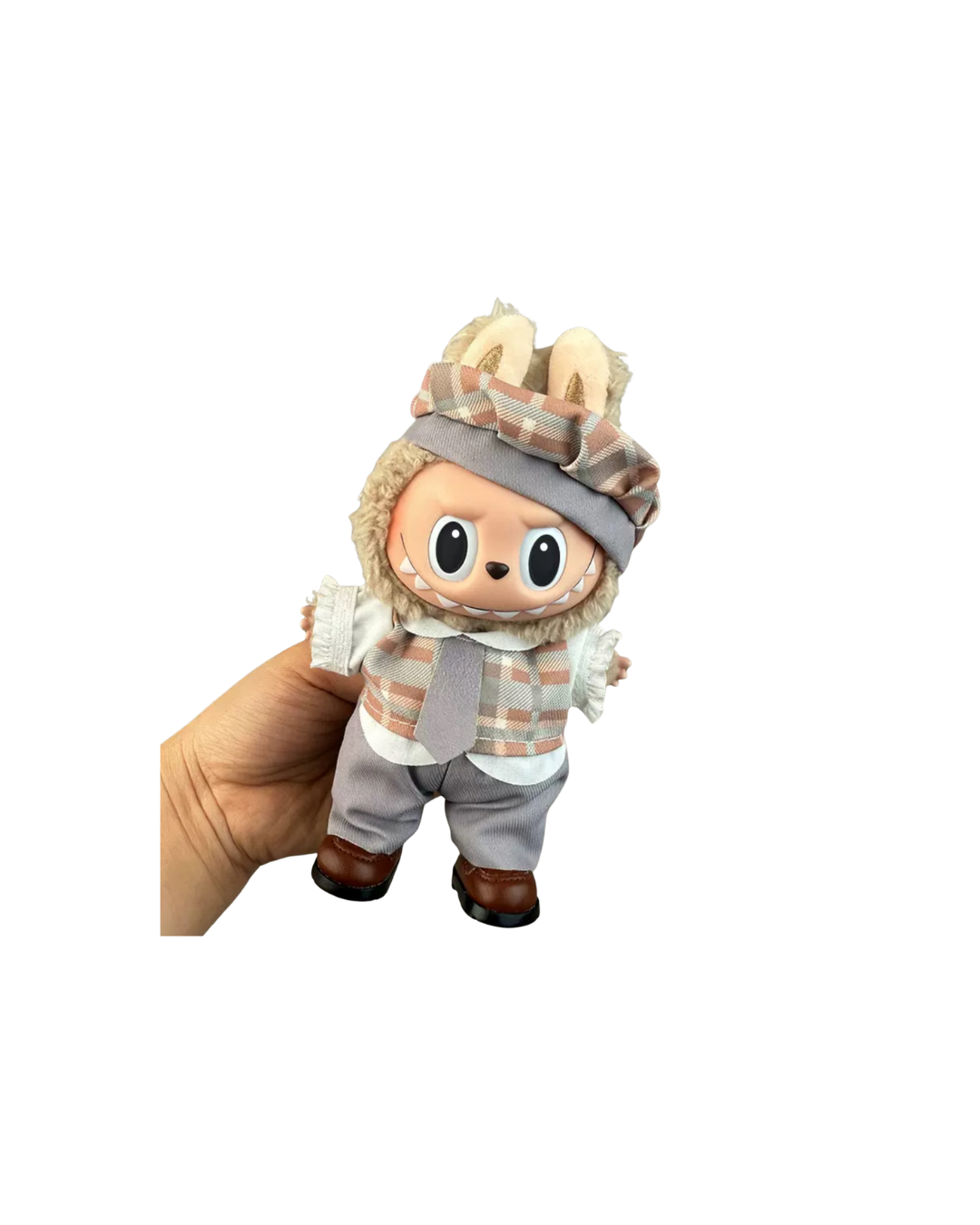 🎩 Gentleman Look Outfit for 17cm Labubu Dolls – 3-Piece Set (Hat + Shirt + Pants)