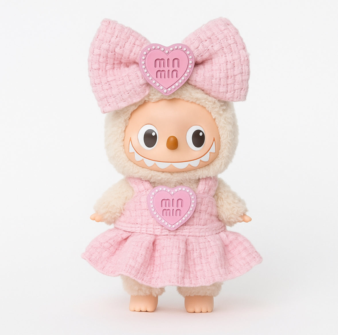 🎀 MIN MIN Pink 2-Piece Set (Headband + Dress)｜For 17cm Dolls