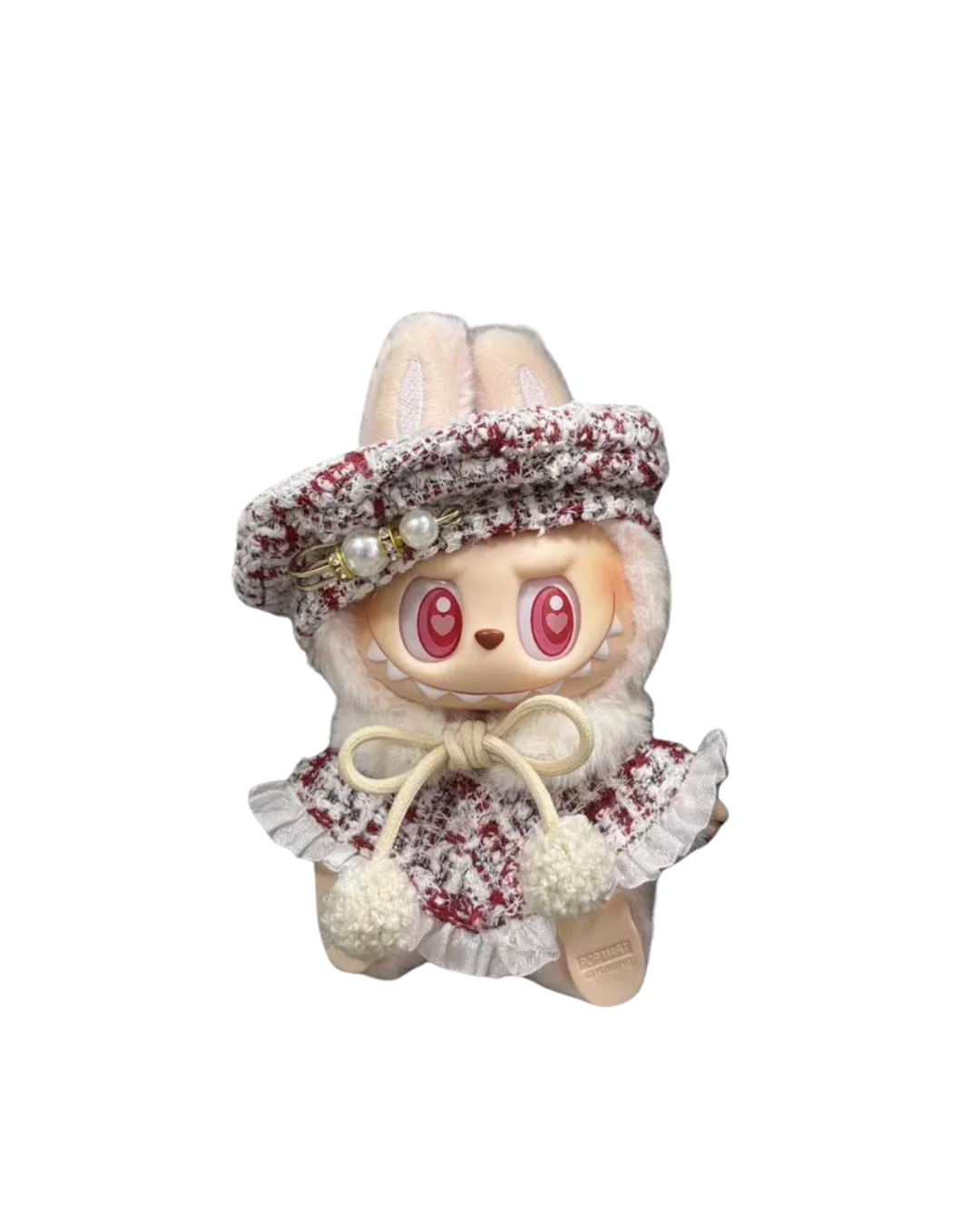 🎀 Tweed Pearl Beret Outfit for 17cm Labubu – Elegant Parisian Style Set