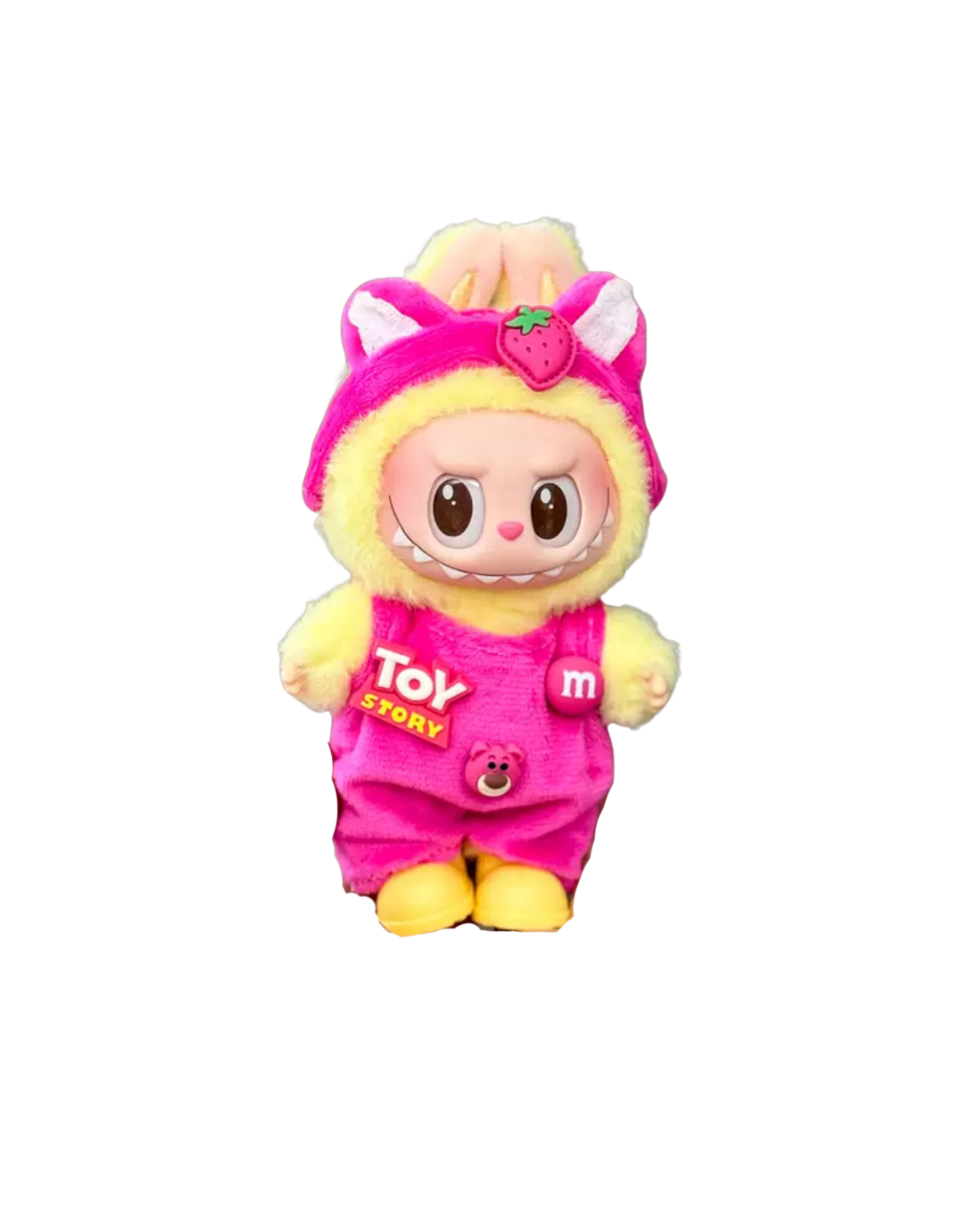 🍓 Toy Story-Inspired Pink Overalls Outfit for 17cm Dolls – Strawberry Lotso Edition