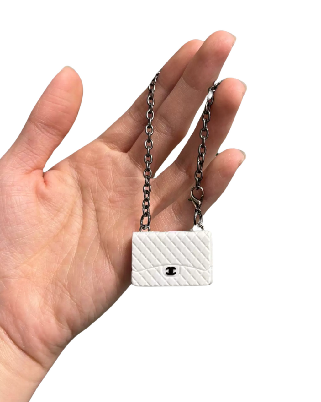 👜 Mini White Quilted Flap Bag for 17cm Dolls – Classic Chain Crossbody